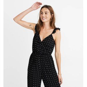 Madewell Ruffle Front Wrap Jumpsuit in Grid Dot / Polka Dot
